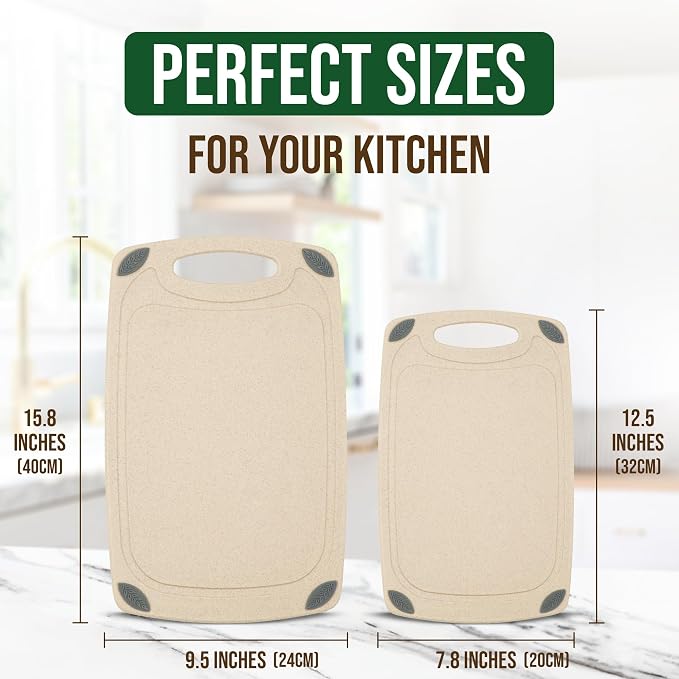 AXIOM CREATIONS 2-Piece Reversible Cutting Board Set Made from Natural Food - Image 4