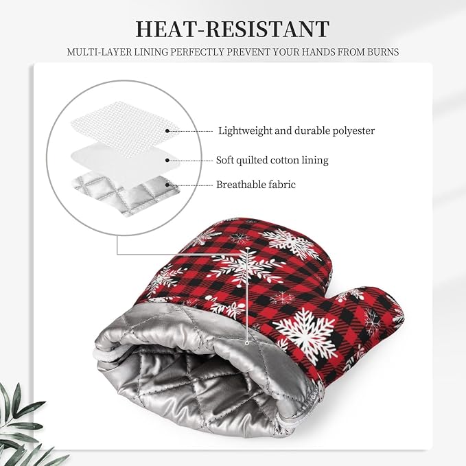 Red Black Buffalo Plaid Oven Mitts and Pot Holders Set - Image 4