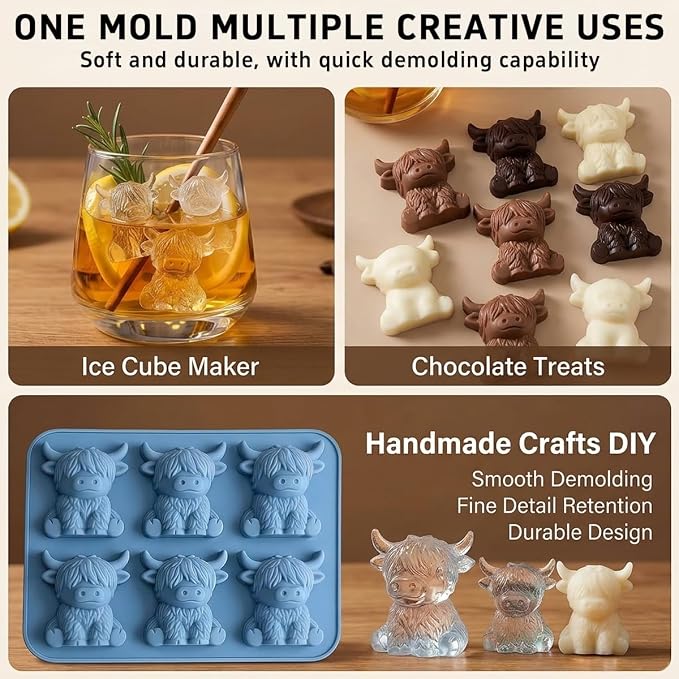 Mini Highland Cow Ice Cube Mold - Image 9