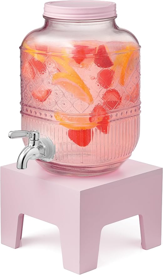 Beverage Dispenser 1 Gallon, Glass Drink Dispenser by Godinger