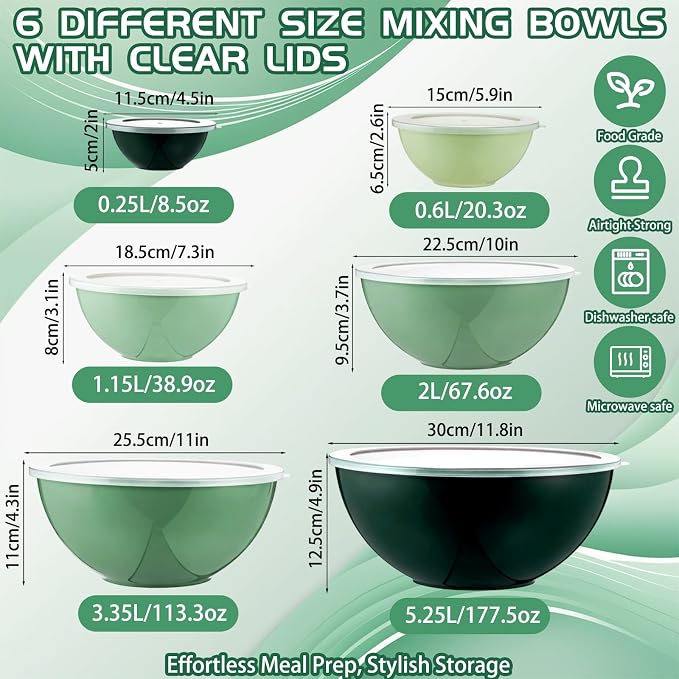 LemonRoad 6 Pcs Plastic Mixing Bowl Set - Image 2