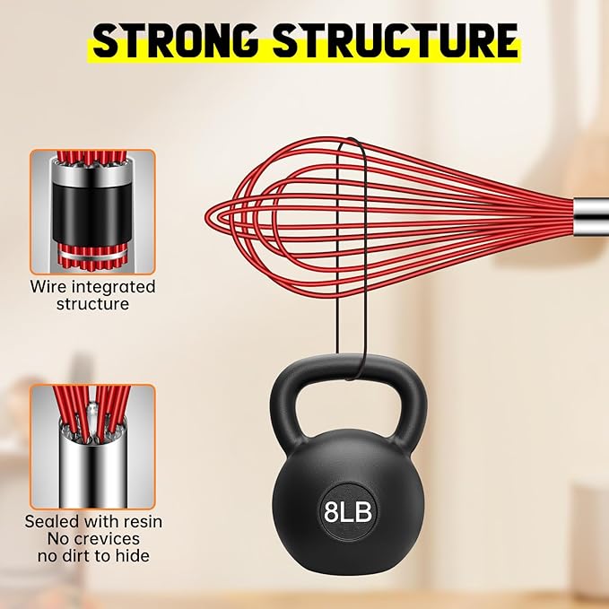 HOTEC 4 Pieces Silicone Whisks Set, Wire Balloon Whisks - Image 7