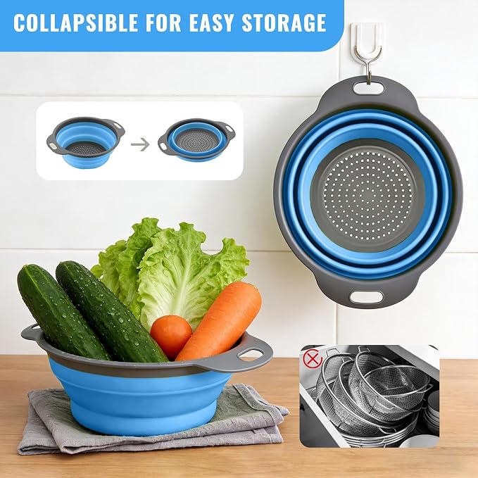 2 Pack Collapsible Silicone Colander - Image 3