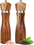 2 Pack Acacia Wood Salt and Pepper Grinder Set, Wooden Salt and Pepper Mill Set by Haomacro