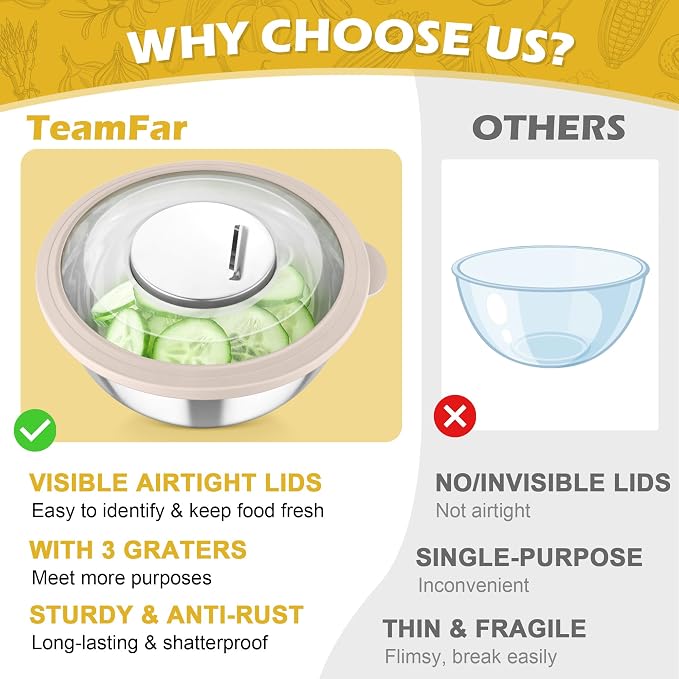 TeamFar Mixing Bowls, For Kitchen Mixing/Baking/Storing/Prepping, Visible & - Image 6