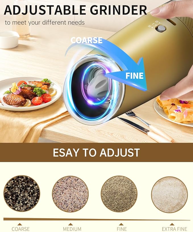 CIRCLE JOY 2-Speed Gravity Electric Pepper Grinder, Rechargeable Salt Grinder - Image 6