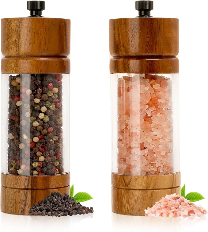 Salt and Pepper Grinder Set, Manual Salt Pepper Mills Grinders by MAOZHOU