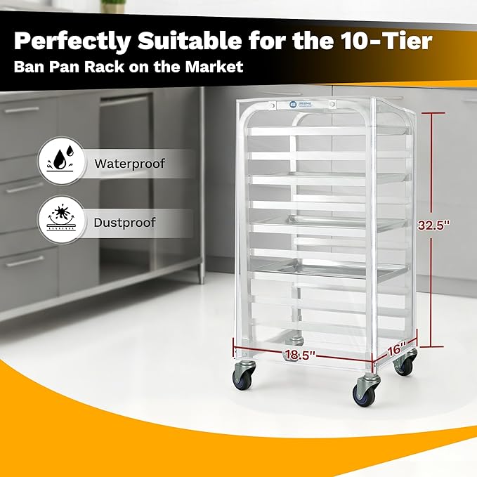 BIEAMA Bun Rack Cover – 10 Tier Half Size Commercial Bakers Racks Speed Pan - Image 2