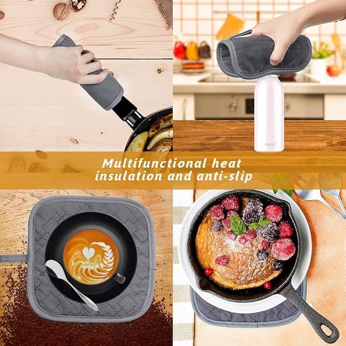 4Pcs Oven Mitts and Pot Holders Set, 572F Heat Resistant Oven Glove, Soft - Image 4
