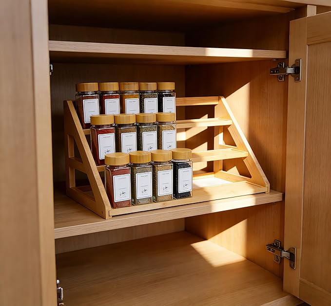 3 Tier Bamboo Spice Rack Organizer - Image 2