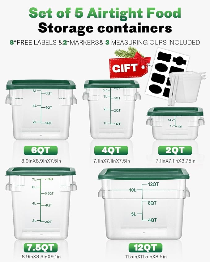 4QT NSF Food Storage Containers: 8 PCS Commercial Clear Food Storage Containers - Image 8