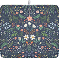 Floral Dish Drying Mat for Kitchen Counter Rustic Flower Leaves Print by Unknown