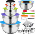 WEPSEN Mixing Bowls with Lid Set, Measuring Cups and Spoons, Egg Whisk by WEPSEN