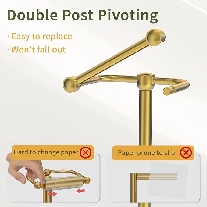 Toilet Paper Holder Stand, Modern Bathroom Free Standing Toilet Paper Holder - Image 3