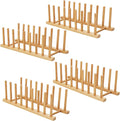 HBlife 4pcs Bamboo Dish Plate Bowl Cup Book Pot Lid Cutting Board Drying Rack by HBlife