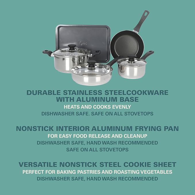 Gibson Home 74 Piece Kitchen in a Box Pots and Pans Cookware, Plates and Bowls - Image 7