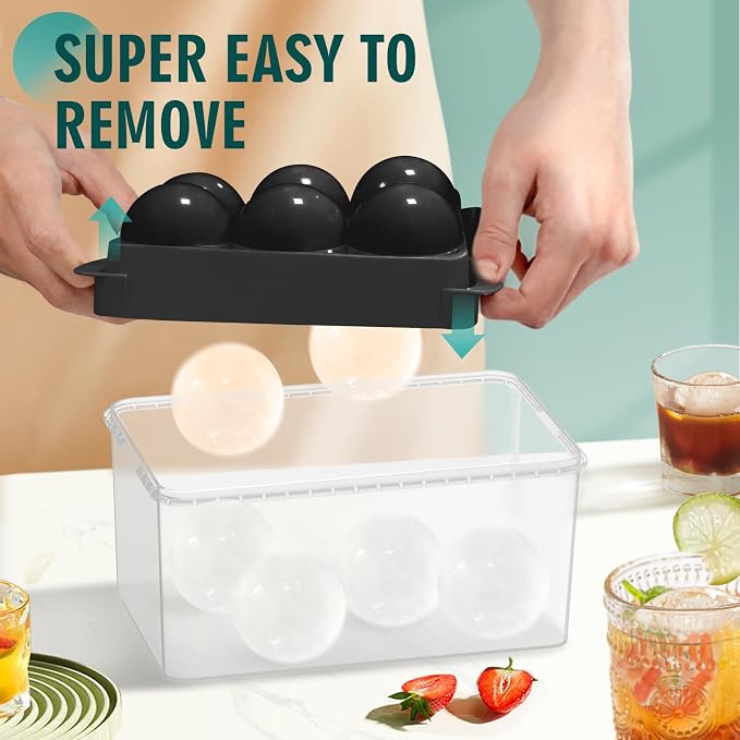 WIBIMEN Large Ice Cube Molds, Big Round Whiskey Ice Cube Trays - Image 2