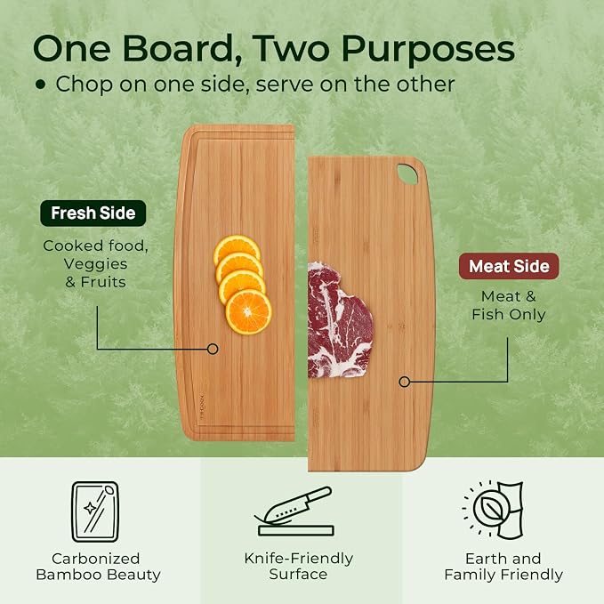 Keechee Dishwasher Safe Bamboo Cutting Boards 15.4x11.7in Heat-Resistant - Image 4