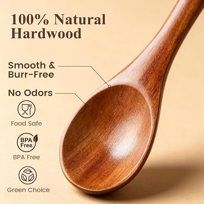 HANSGO 12PCS Small Wooden Spoons, 5 Inches Honey Spoon - Image 6