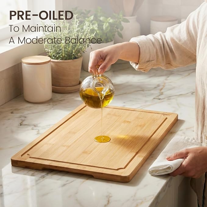 Extra Large Cutting Board Set of 3, Bamboo Cutting Boards - Image 5