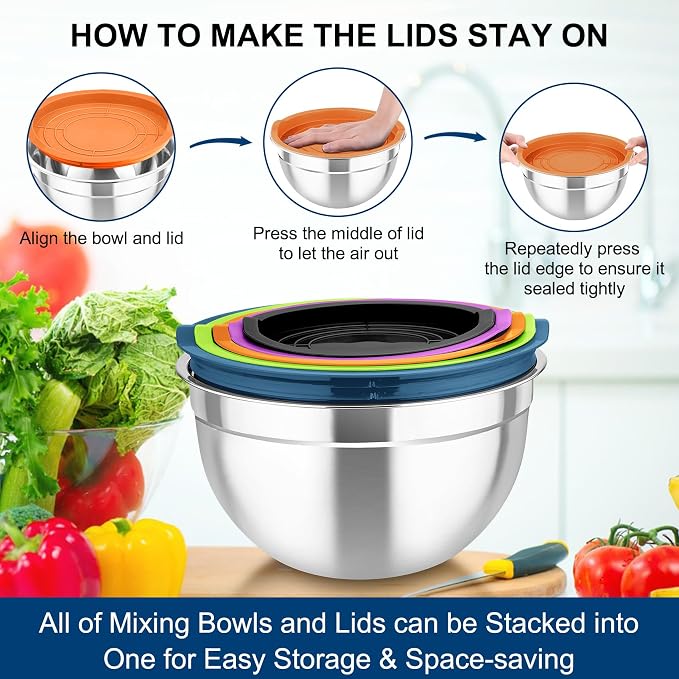 TeamFar Mixing Bowls with Lids, - Image 8