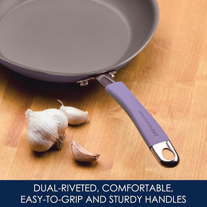 Rachael Ray Cucina Nonstick Cookware Pots and Pans Set, 12 Piece, Lavender - Image 5