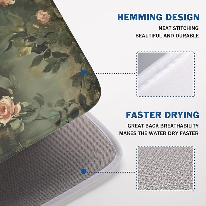 Swans Dish Drying Mat 24x18 Inch, Wildlife Aesthetic Dish Drainer Mats Summer - Image 4