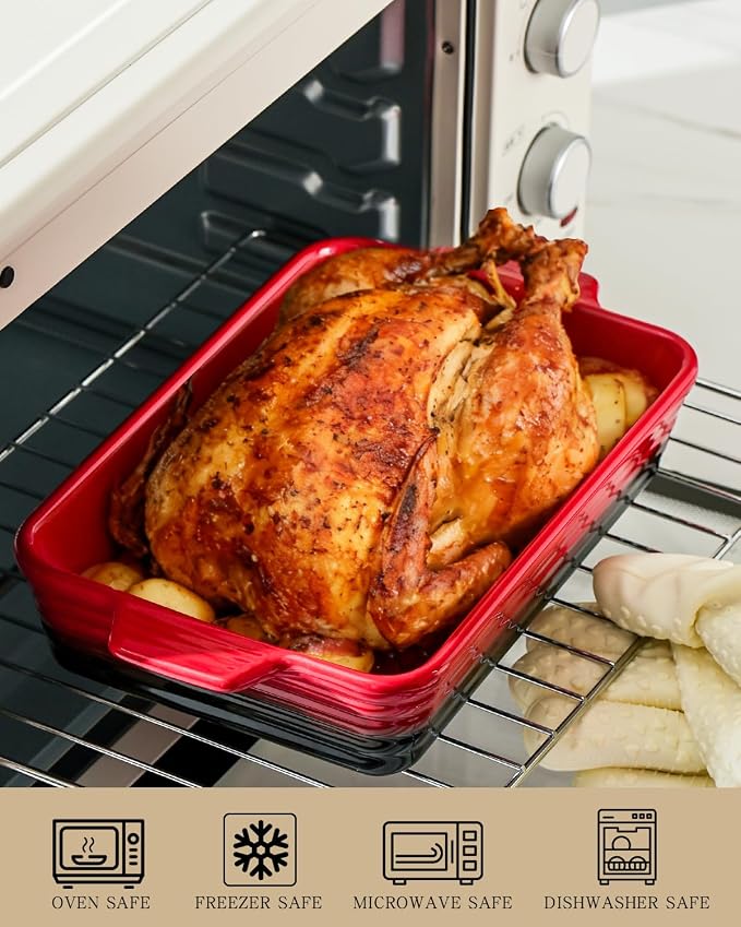 Casserole Dishes For Oven, Heat-Resistant Ceramic Bakeware Set Of 4 Rectangular - Image 4