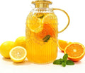 Amzcku Glass Pitcher with Lid, 101 oz/ 3 Liter Vintage Water Pitcher, Water by Amzcku