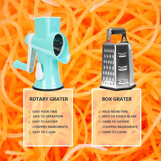 Rotary Cheese Grater with Handle-Versatile Cheese Grater Non-Slip Suction Base - Image 7