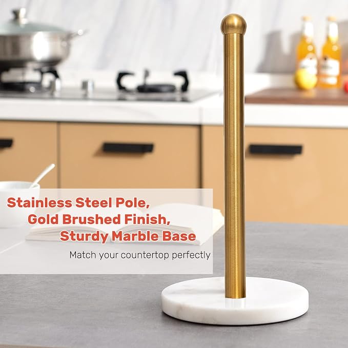 Heavy Weighted Paper Towel Holder, Easy One-Handed Design - Image 3