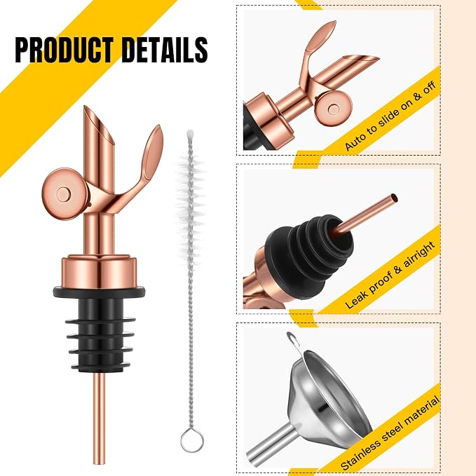 Tioncy 4 Pieces Weighted Stainless Steel Pourers Olive Oil Spout Olive Oil - Image 3