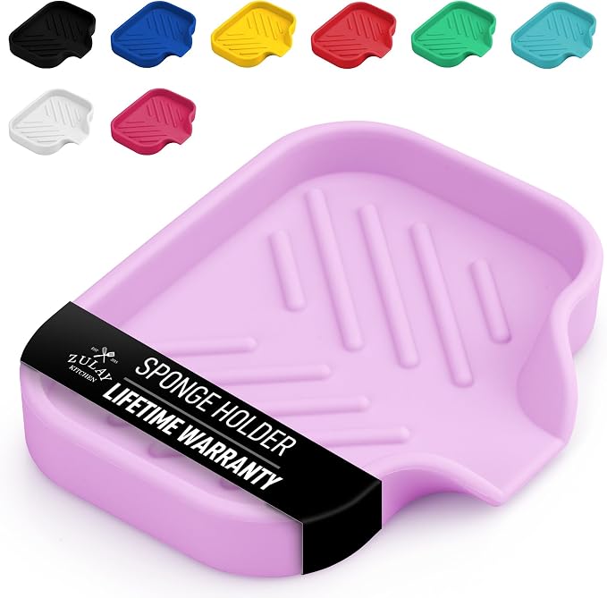 Zulay Kitchen Small Silicone Sponge Holder – Space-Saving Sink Organizer Tray by ZulayKitchen