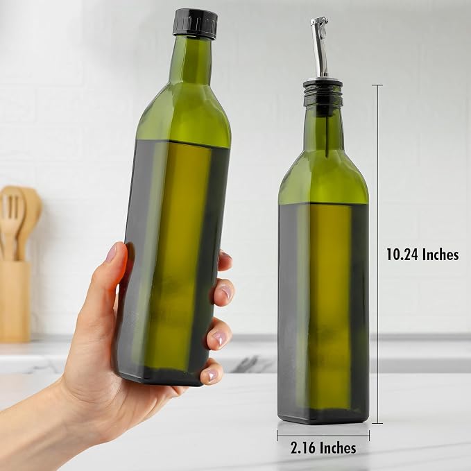 Zulay Kitchen Olive Oil Dispenser Bottle – 17oz Glass Oil Container - Image 6