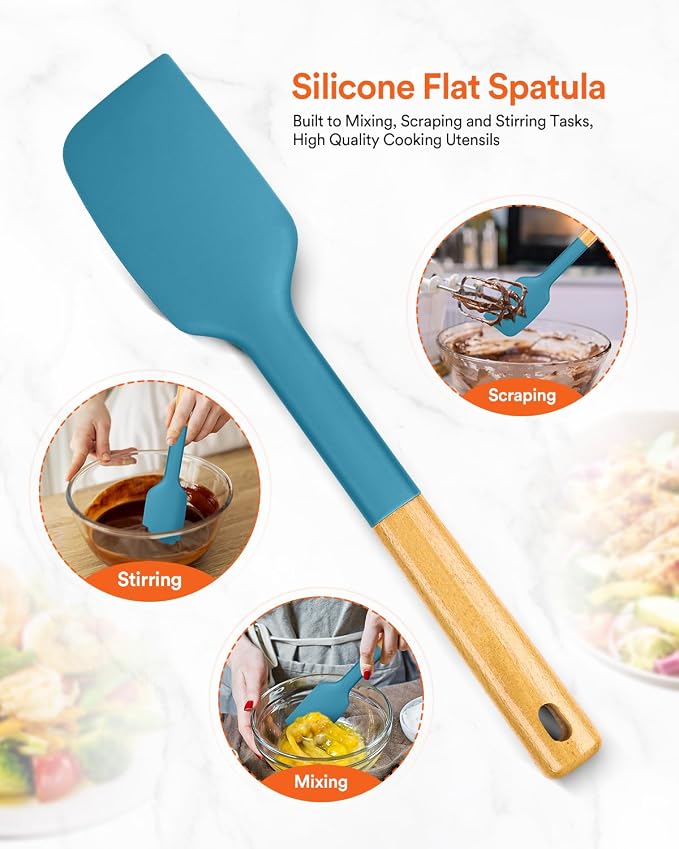 Silicone Heavy-Duty Spatula, Sturdy Bpa-Free Matte Silicone, Wooden Handle - Image 6