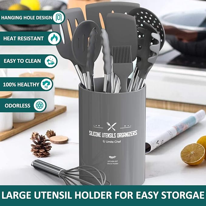 Stainless Steel Kitchen Cooking Utensil Set, Umite Chef 15 pcs Cooking Utensils - Image 2