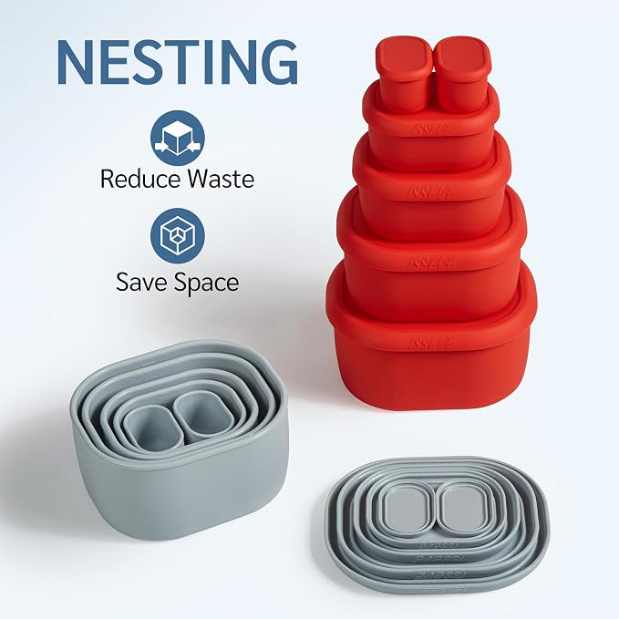 ISSEVE 12Pcs/Set Nesting Silicone Food Storage Containers - Image 3