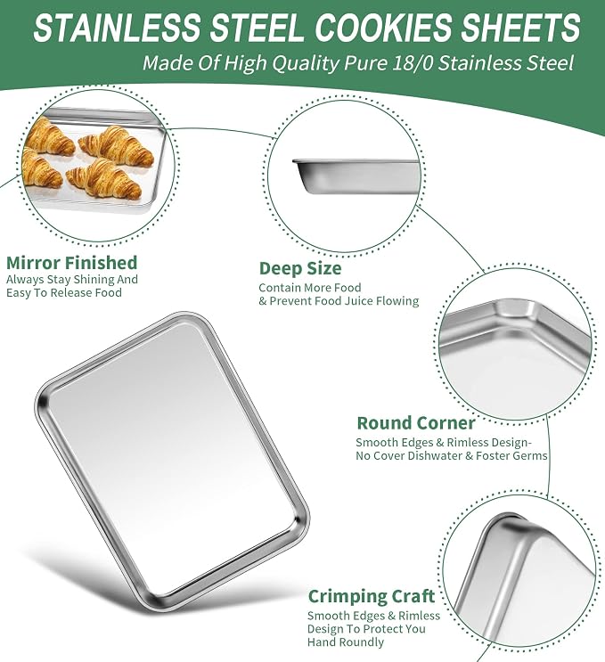 Baking Sheets Set of 2, HKJ Chef Cookie Sheets 2 Pieces & Stainless Steel - Image 3