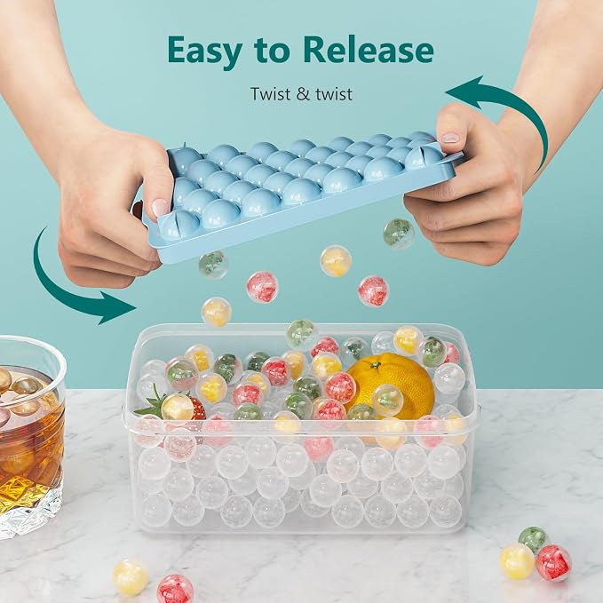 Optish 3 Pack Ice Trays for Freezer, Round Ice Cube Mold, Circle Ice Maker for - Image 3
