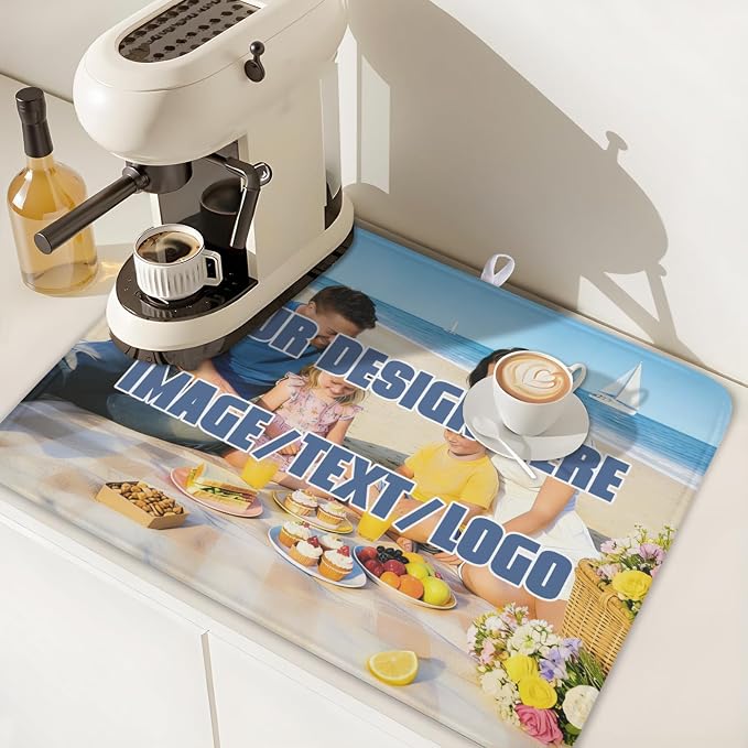 Custom Dish Drying Mat for Kitchen Counter Design Your Photo Text Business Logo - Image 7