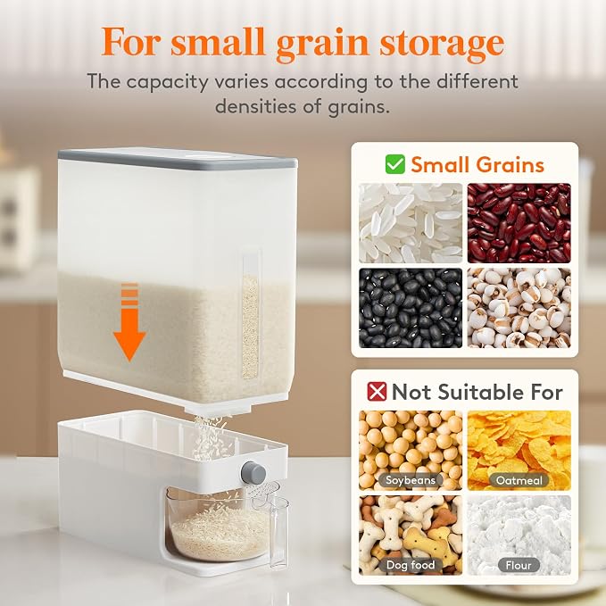 Lifewit Rice Dispenser 25 Lbs, Rice Storage Container Sealed Moisture Proof - Image 6