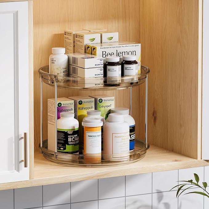 LAMU 2 Tier Lazy Susan Turntable Organizer 9.25'' Rotating Spice Rack - Image 3