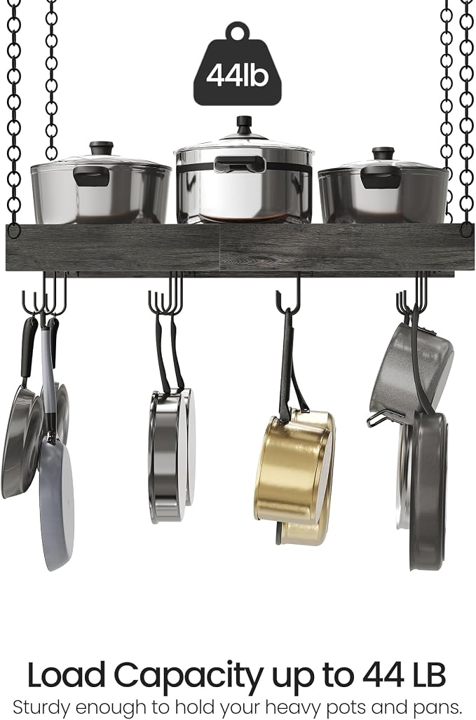 CHOEZON Hanging Pot Rack, Ceiling Mounted Pot Hanger, Vintage Pot Rack - Image 5