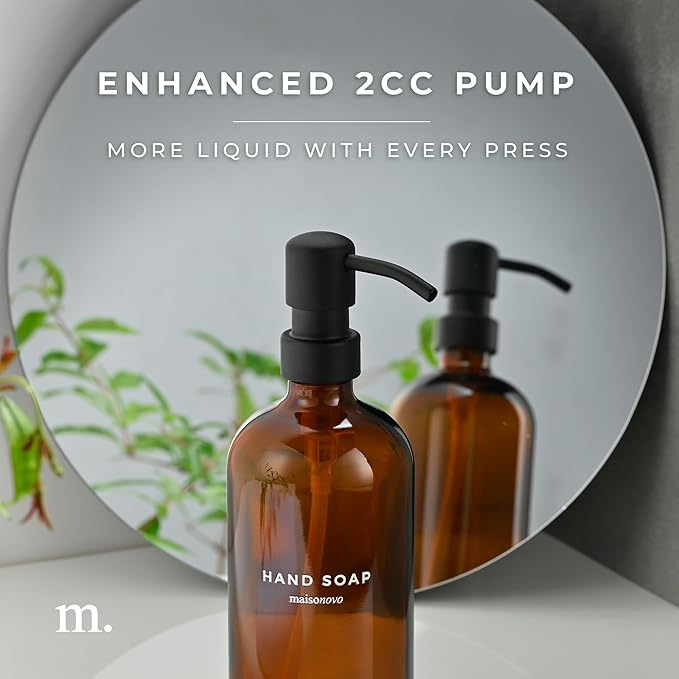MaisoNovo Soap Dispenser 2-Piece Set | 16.9oz Amber Bottles - Image 5
