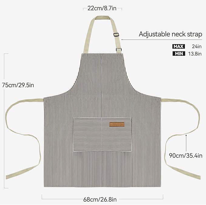 NLUS 2 Pack Kitchen Cooking Aprons, Adjustable Bib Soft Chef Apron - Image 2