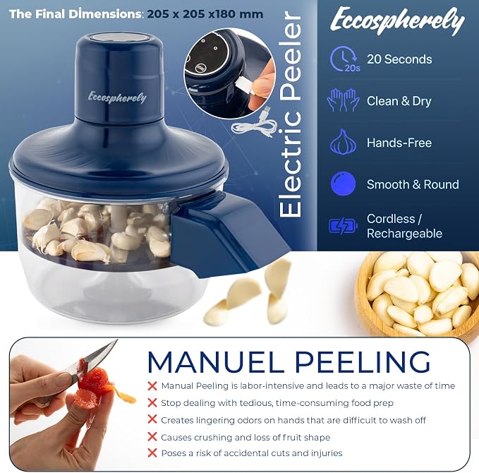 Automatic Electric Peeler, 1300mAh Cordless Rechargeable Fruit & Vegetable - Image 3