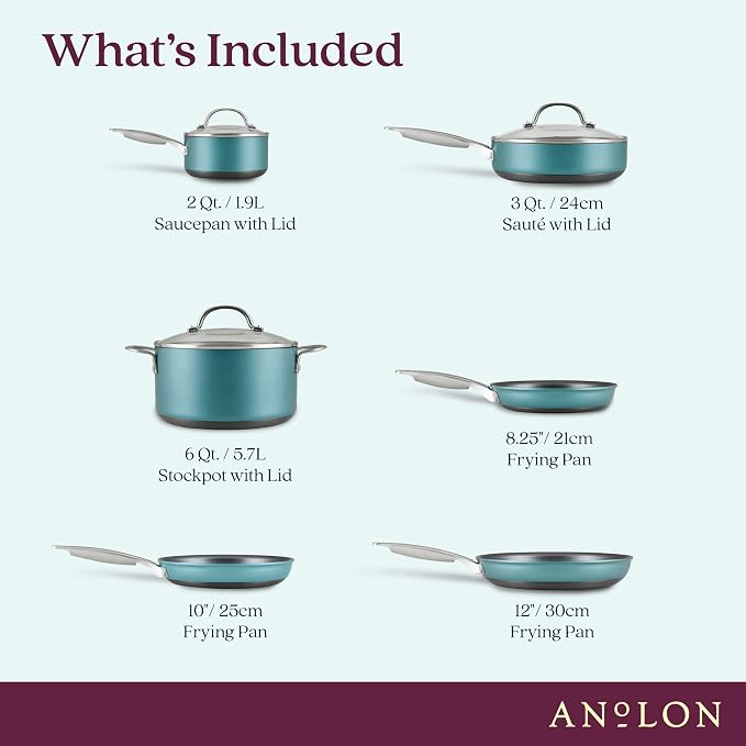 Anolon Achieve Hard Anodized Nonstick Cookware Pots and Pans Set, 9 Piece - Image 3
