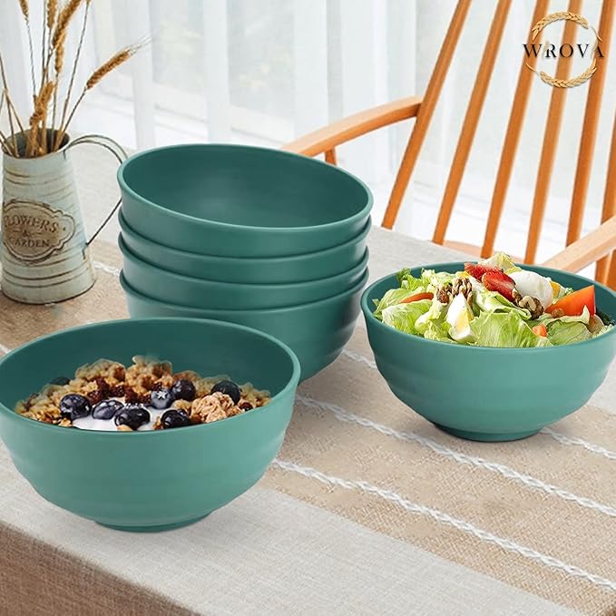 Wrova Wheat Straw Bowls Set 60 OZ Unbreakable Large Cereal Bowls Set of 6 - Image 7