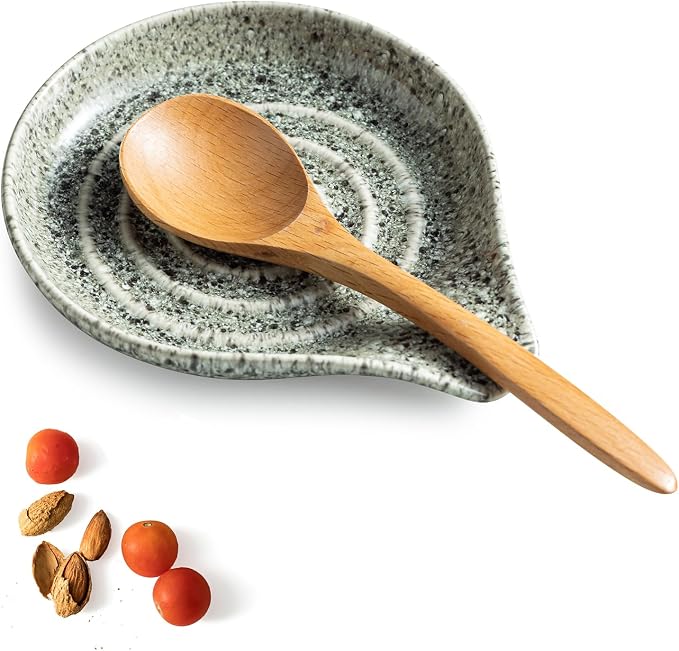 LAUCHUH Spoon Rest for Stove Top, 5 inch Large Ceramic Spoon Holder for Kitchen by LAUCHUH
