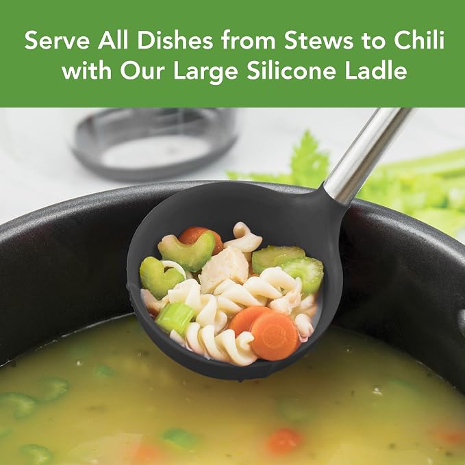 Tovolo Silicone Ladle With Stainless Steel Handle Deep Soup Ladle - Image 2
